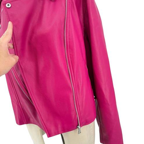 Eloquii  Faux Leather Moto Jacket Very Berry Pink Plus Size 22/24