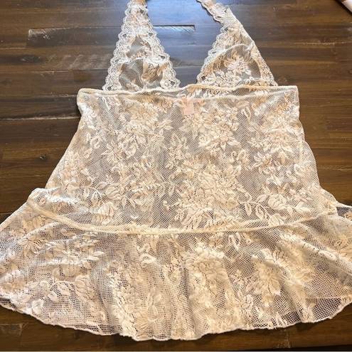 Victoria's Secret  Chemise Lace Slip Halter Sexy Night Gown XL Cream Off White