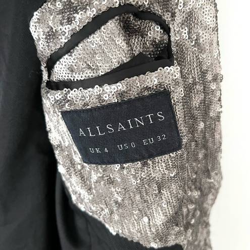 ALL SAINTS Leigh Sequin Embellished Blazer in Gray Sz 0 US