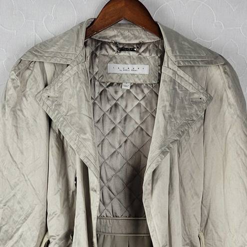 Laundry by Shelli Segal  Womens Trench Coat Size M Cream Sheen Belted Quilt Lined