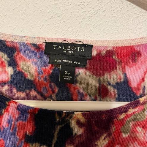 Talbots  Floral Merino Wool Sweater size SP