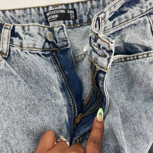 Pretty Little Thing : Denim Acid Wash Baggy Ripped High Rise Boyfriend Jeans Size 4