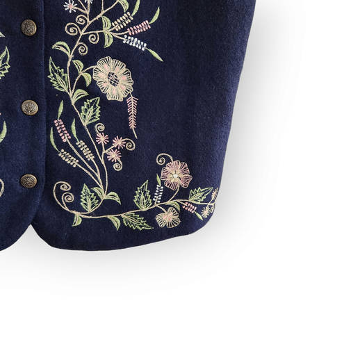American Vintage Vintage PHD Blue Wool Floral Button Down Vest M