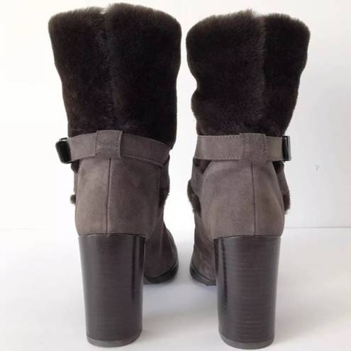 Stuart Weitzman  FURSTUP SLATE GRAY SUEDE BOOTIES