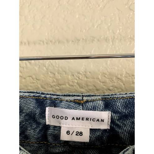 Good American  '90s Duster Straight Leg Jeans In Blue950 6/28 NWT