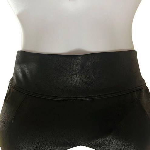 Good American  Women 1 Small Leatherette Sports Bra Black Faux Leather V Back NWT