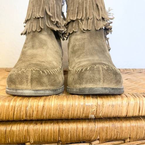 sbicca  Jessa  Suede Fringe Leather Ankle Bootie Boho Southwest Size 7