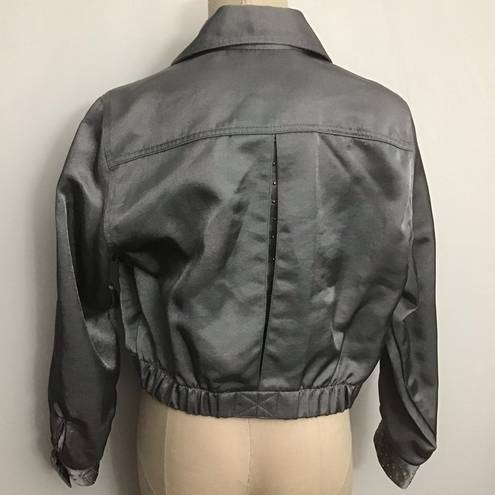 Cache Vintage  Denim Style Nylon Jacket Silver MED