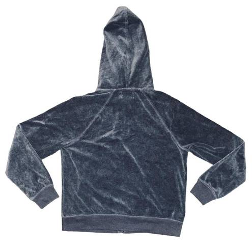 New York Laundry Y2K 2000s  Gray Velour Zip Up Hoodie Track Jacket