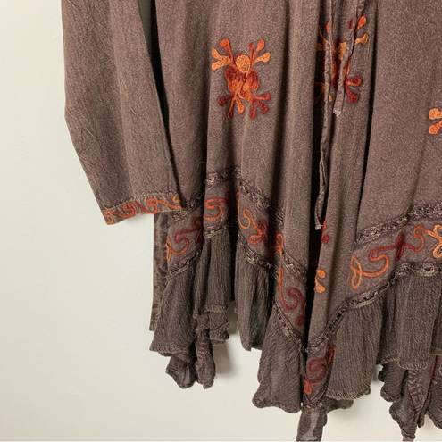 Sacred Threads  Boho Asymmetric Earthy Embroidered Dress Size Small - Medium