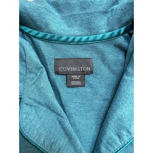 Covington  Womens MediumTeal  Button Up Top Only Pajamas Collar Sleepwear #B1
