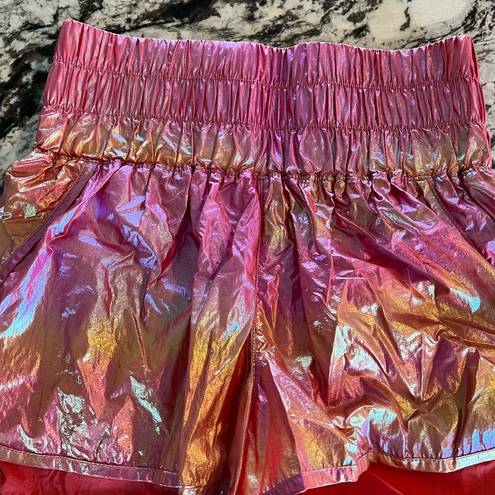 Free People  Movement The Way Home Shorts In Pink Rainbow Metallic Size Medium