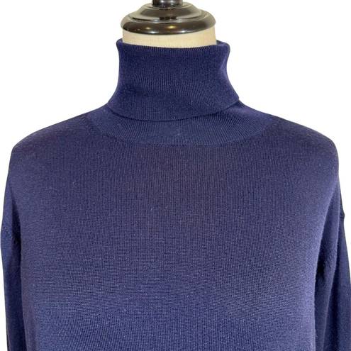 Everlane Luxe Wool Square Turtleneck in Navy Blue 100% Merino Wool