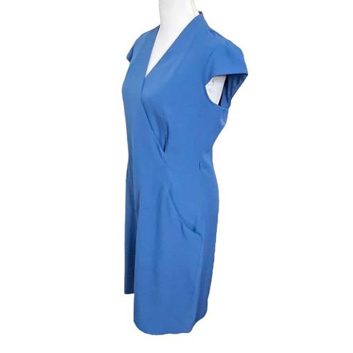 MM.LaFleur  Felisa Dress Blue Sheath Cap Sleeve Pockets Business Women’s Size 10