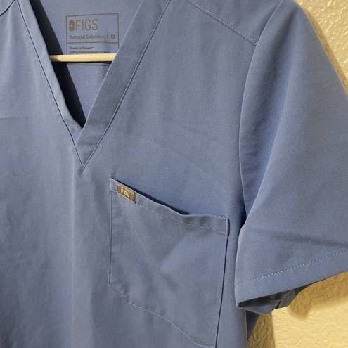 FIGS V Neck Short Sleeve Scrub Top Blue Size XS