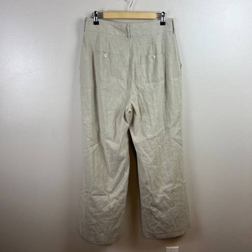 Antonio Melani  Linen Blend Wide Leg Pants Size 10 Beige Neutral Minimal Capsule