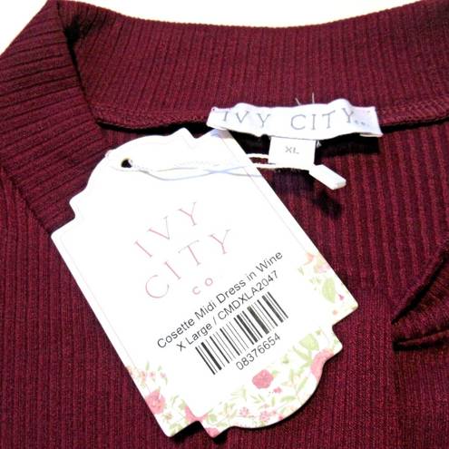 Krass&co NWT Ivy City . Cosette Midi in Wine Tiered Tulle Skirt Fit & Flare Dress XL