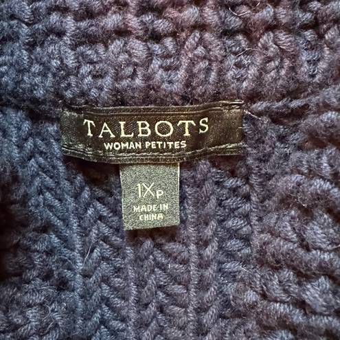 Talbots  Petites Women’s 1XP Navy Blue Open Cardigan Chunky Cozy‎ Fall Sweater