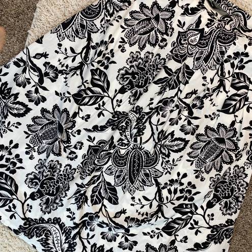 Talbots NWT Black & White Floral Abstract Chic Midi Skirt