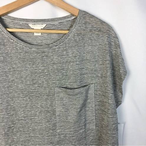 Caslon  Light Gray Flora Stripe Pocket Bust Short Sleeve T-Shirt M