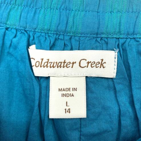 Coldwater Creek  Women's Size Large Pull On Broomstick Maxi Skirt Ikat Blue