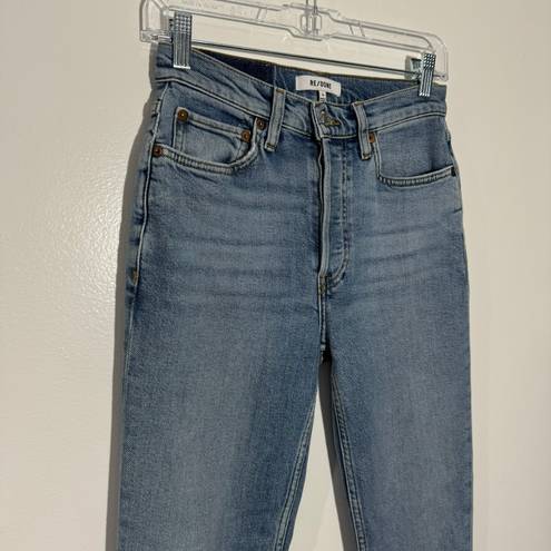 RE/DONE New  90s High-Rise Ankle Crop Jeans In Mid 90s Wash Button Fly Size 25