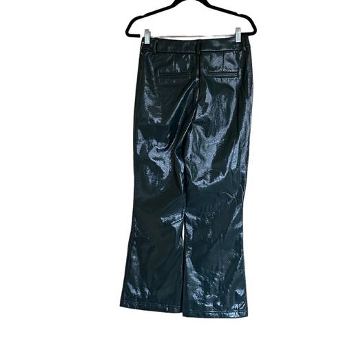 7 For All Mankind NWT  Green Faux Leather Shiny Wide Leg Pant Hunter Green
