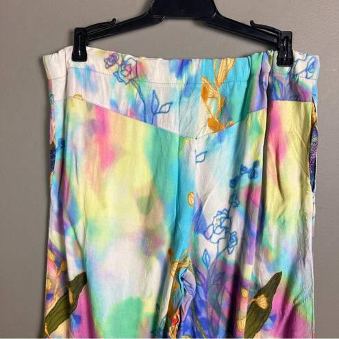 Jams World  pants small wide leg pajama pants flowers tie dye scrubs psychadelic