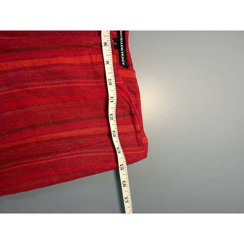 Krass&co  Ellen Tracy womens red striped linen pants size 4