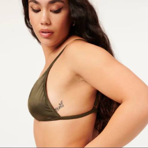 Good American NWT  Stormy Green Shine Perfect Fit Bikini Top