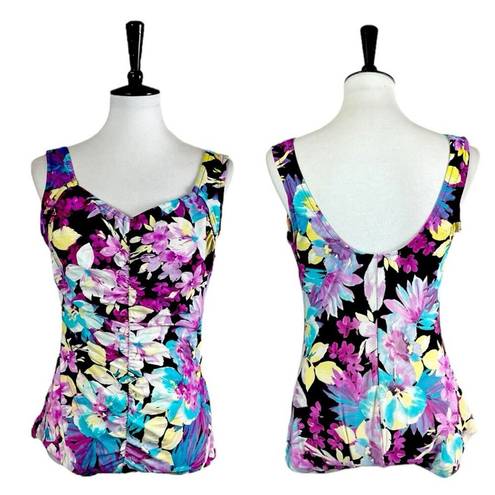 Maxine of Hollywood Azul  Women’s Plus One Piece Swimsuit Retro Floral Size 16W