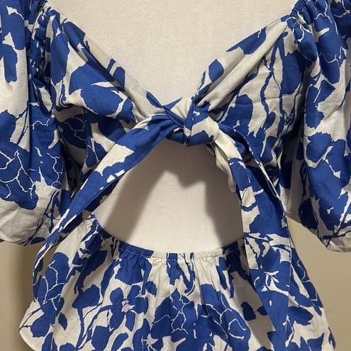 Tuckernuck  Hyacinth House Blue Floral Fiori Puff Sleeve Blouse NWT Size XS