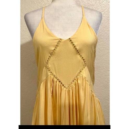 Romeo + Juliet Couture Romeo + Juliet Yellow Halter Strap Dress Womens M Layered Sundress Skater Mini