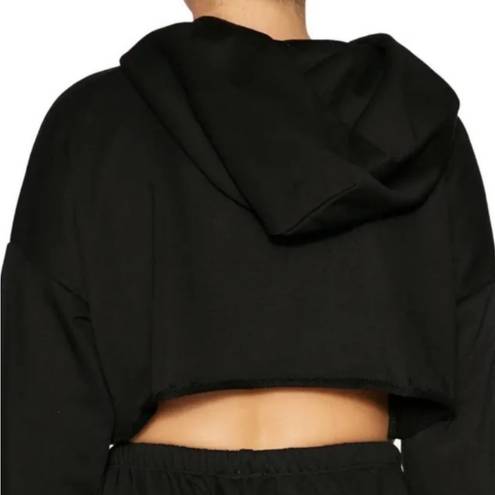 Naked Wardrobe NWT  Black Zip Up Cropped Boxy Hoodie