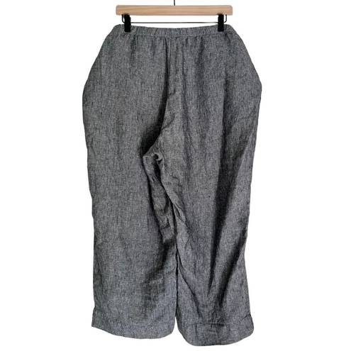 J.Jill  Linen Love Linen Women’s Wide Leg Crop Pants Grey Marl Size XL