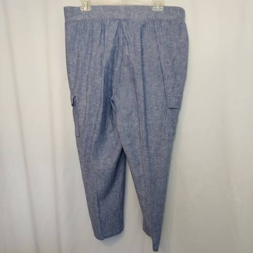 Jones New York  Linen Blend Casual Lightweight Blue Capri Cropped Ankle Pants