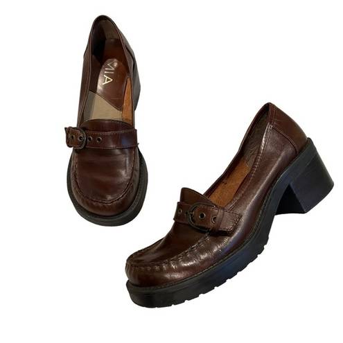 MIA Vintage  90’s/ Y2K Leather Chunky Heel Loafers, Sz 8.5