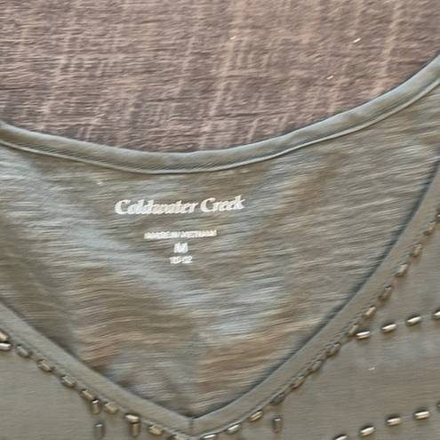 Coldwater Creek  beaded tank in army green