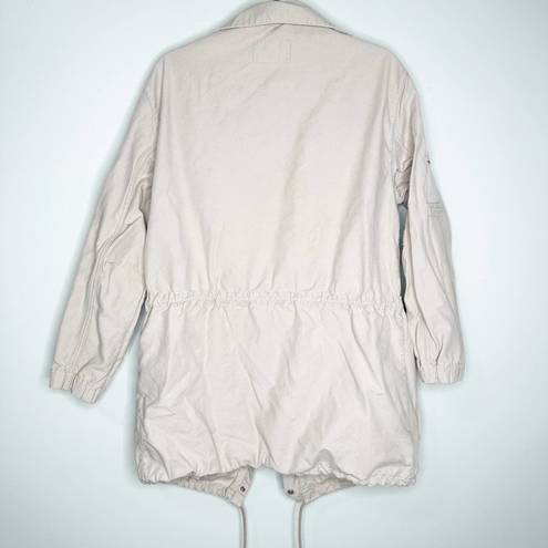 ALLSAINTS  Womens Utility Jacket Skylar Parka Cinches Waist & Hem Tan Medium FLAW