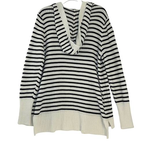 Maurice's  Cardigan Sweater Open Front Hooded Striped NWT 100% Cotton Large Knit