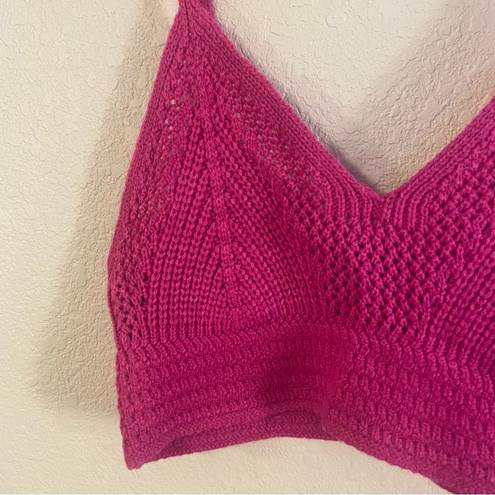 AQUA  Hot Pink Crochet Strappy Tank Barbie NWT  women’s size medium