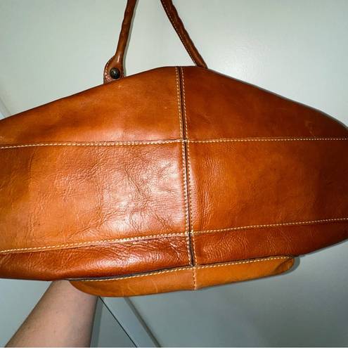 Patricia Nash Vintage Patrica Nash Italian Leather Brown Satchel Handbag 17x7" Handles Purse