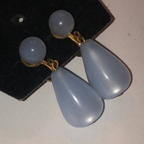 Vintage Blue  Moon Glow Dangling Screw Back Earrings