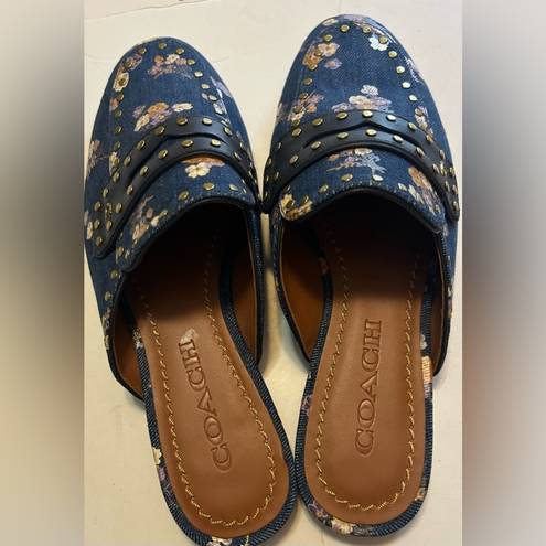 Coach  Faye Loafer Slide With Painted Floral Bow Print size 5