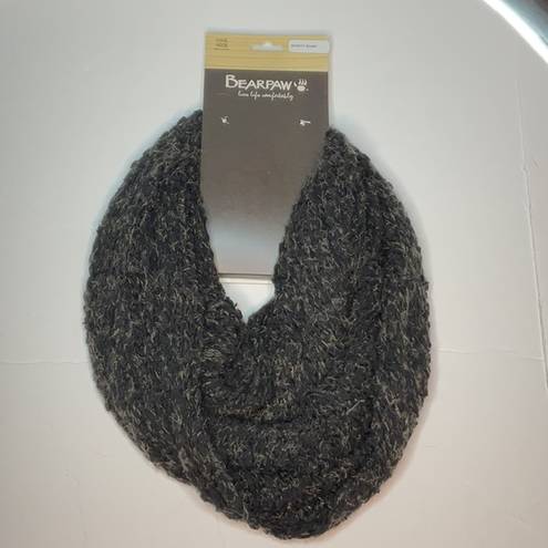 BEARPAW Black Brown Popcorn Infinity Knit Scarf and Mitten Set New!