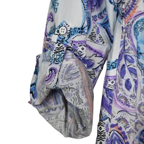 Chico's  Womens S No Iron Paisley Print Button Down