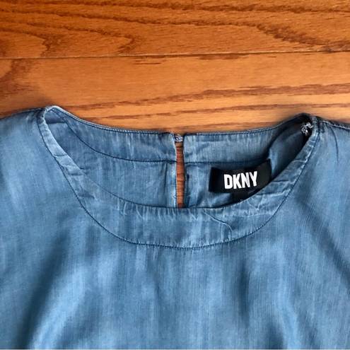 DKNY  Drop Shoulder Cropped Indigo Blue Blouse Women's Size M NWT