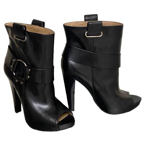 Jessica Simpson  'Light' Black Leather Harness Heeled Boots