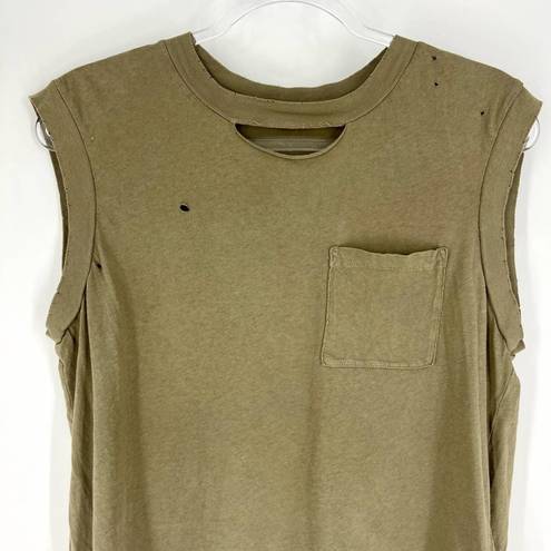 n:philanthropy  Distressed Pocket Tank Olive Green S