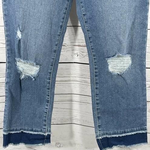 INC  SZ 4/27 Ankle Jeans Delancey Straight Leg High-Rise Distressed Button-Fly